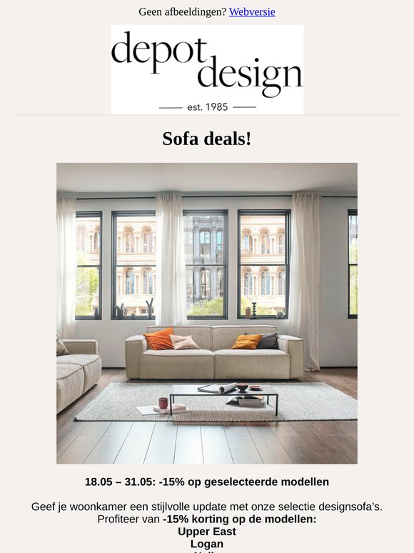 Tot -15% op designsofa’s & iconische verlichting☀️