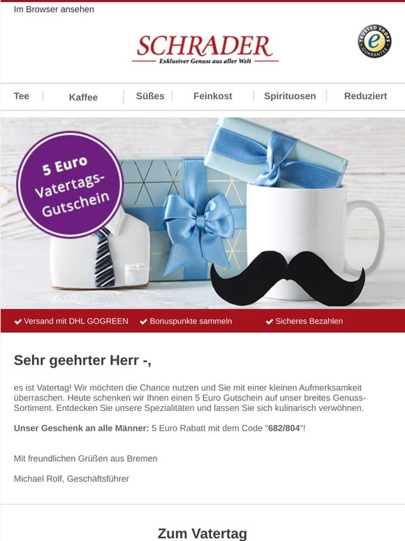 Ihr 5 Euro Gutschein zum Vatertag: Jetzt einlösen!