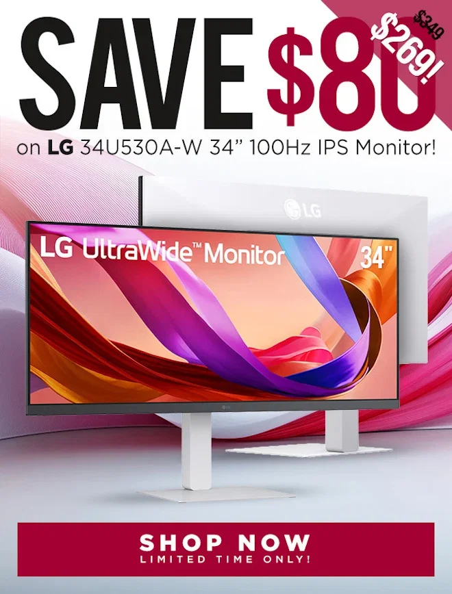 SALE LG 34U530A-W 34" 100Hz UWFHD IPS Monitor