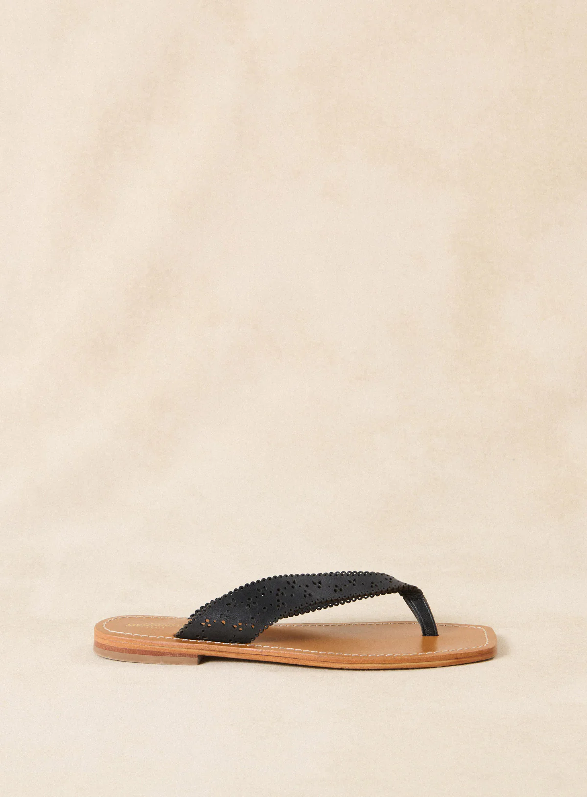Tongs en cuir lisse