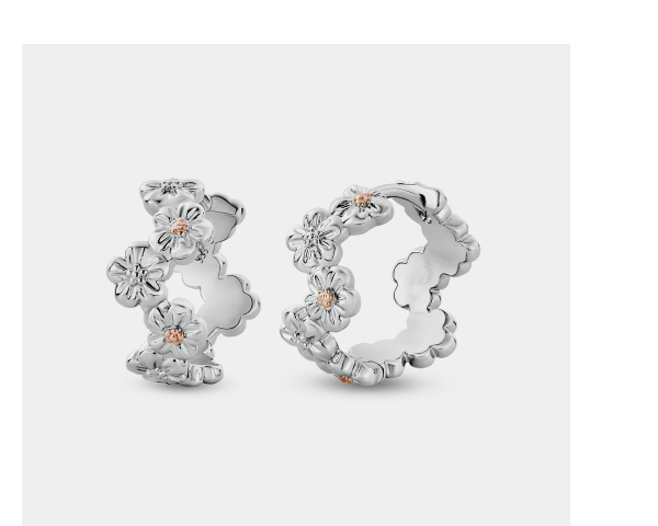 Nature's Wonder Sterling Silver Forget-Me-Not Huggie Hoop Earrings