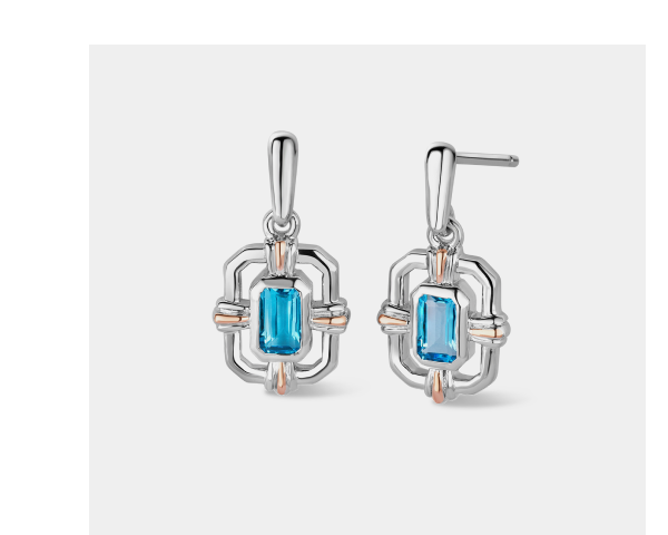 Royal Clogau® Sterling Silver Gateways Stud Earrings with Swiss Blue Topaz