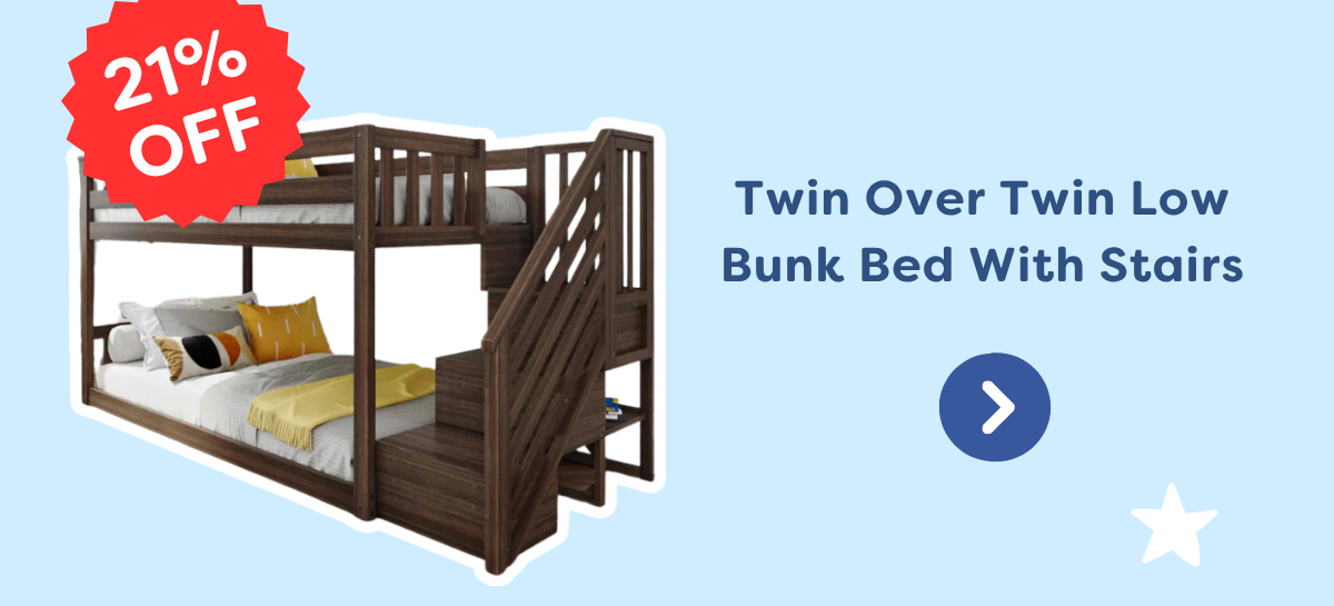 Twin Over Twin Low Bunk Bed With Stairs