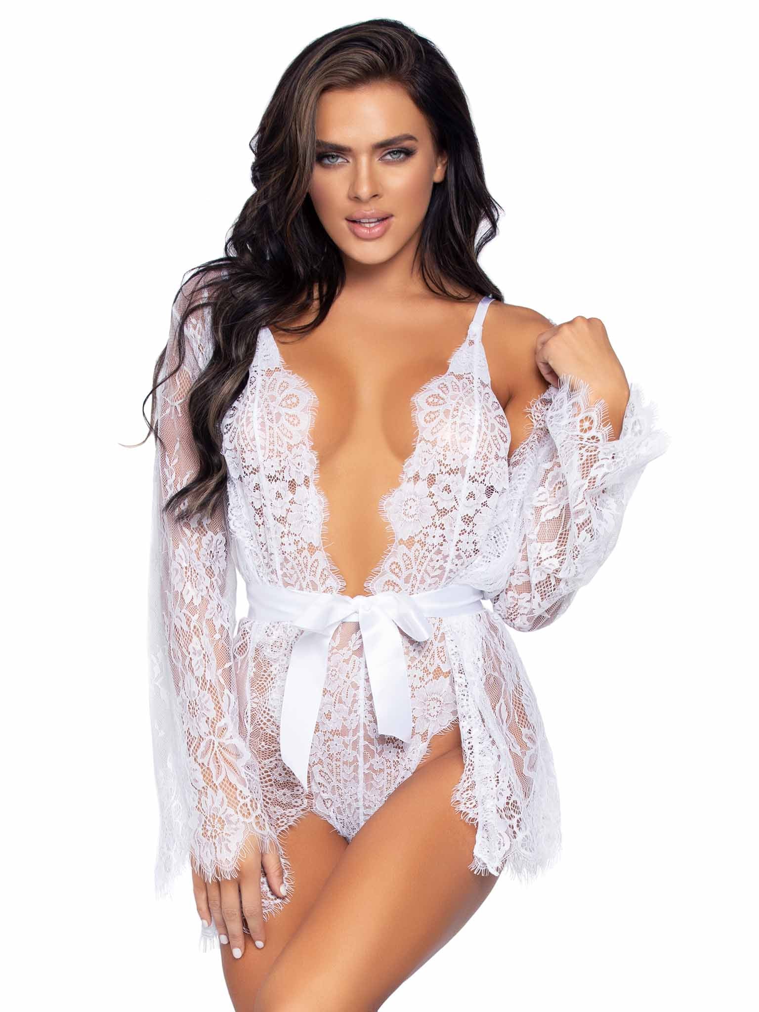 Image of Love Affair Lace Robe & Teddy Set