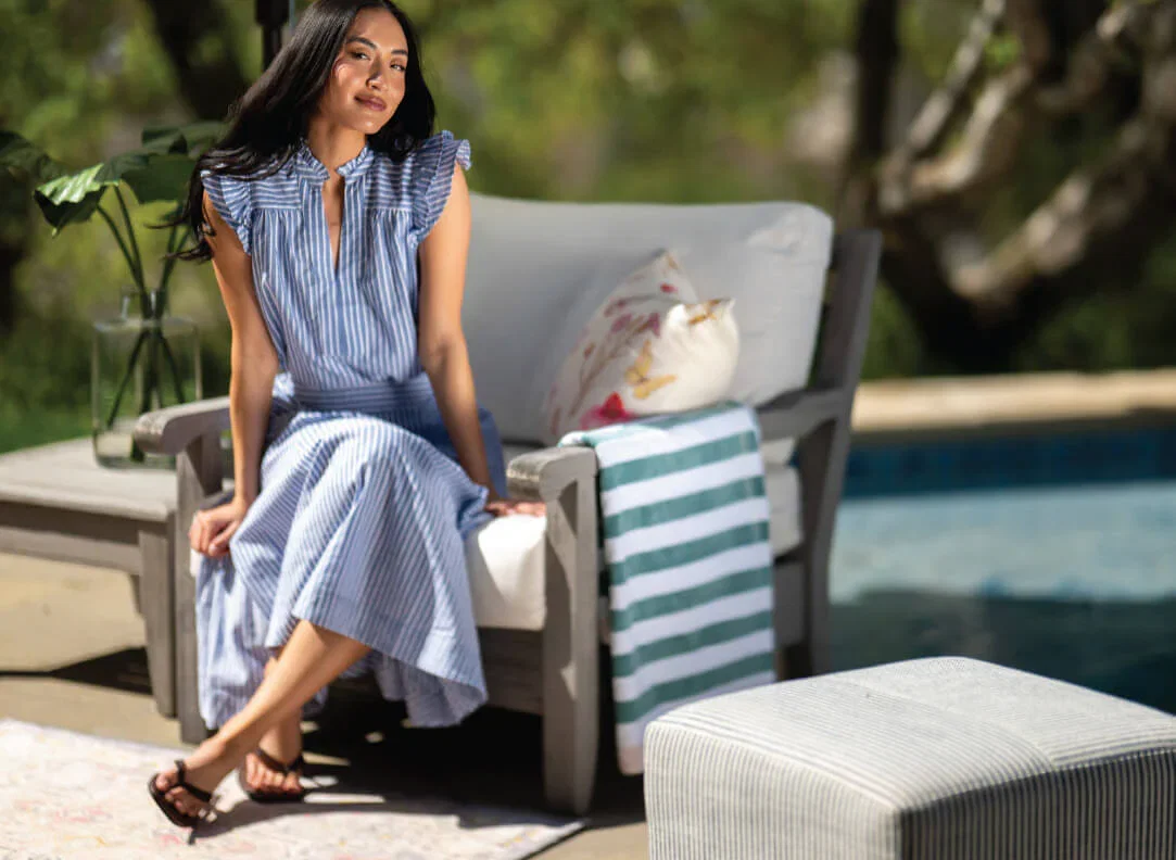 Stripes set by the pool