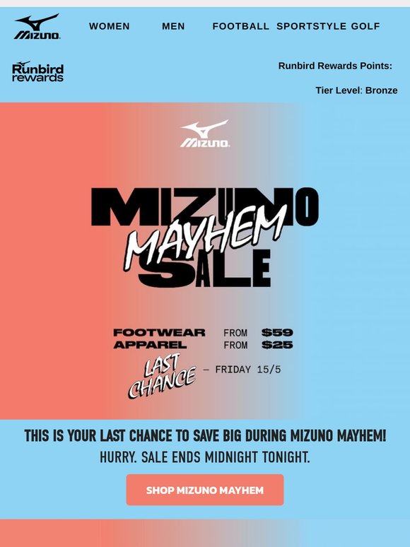 Mizuno Mayhem Last Chance!