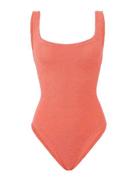 Square Neck Swim Metallic Coral