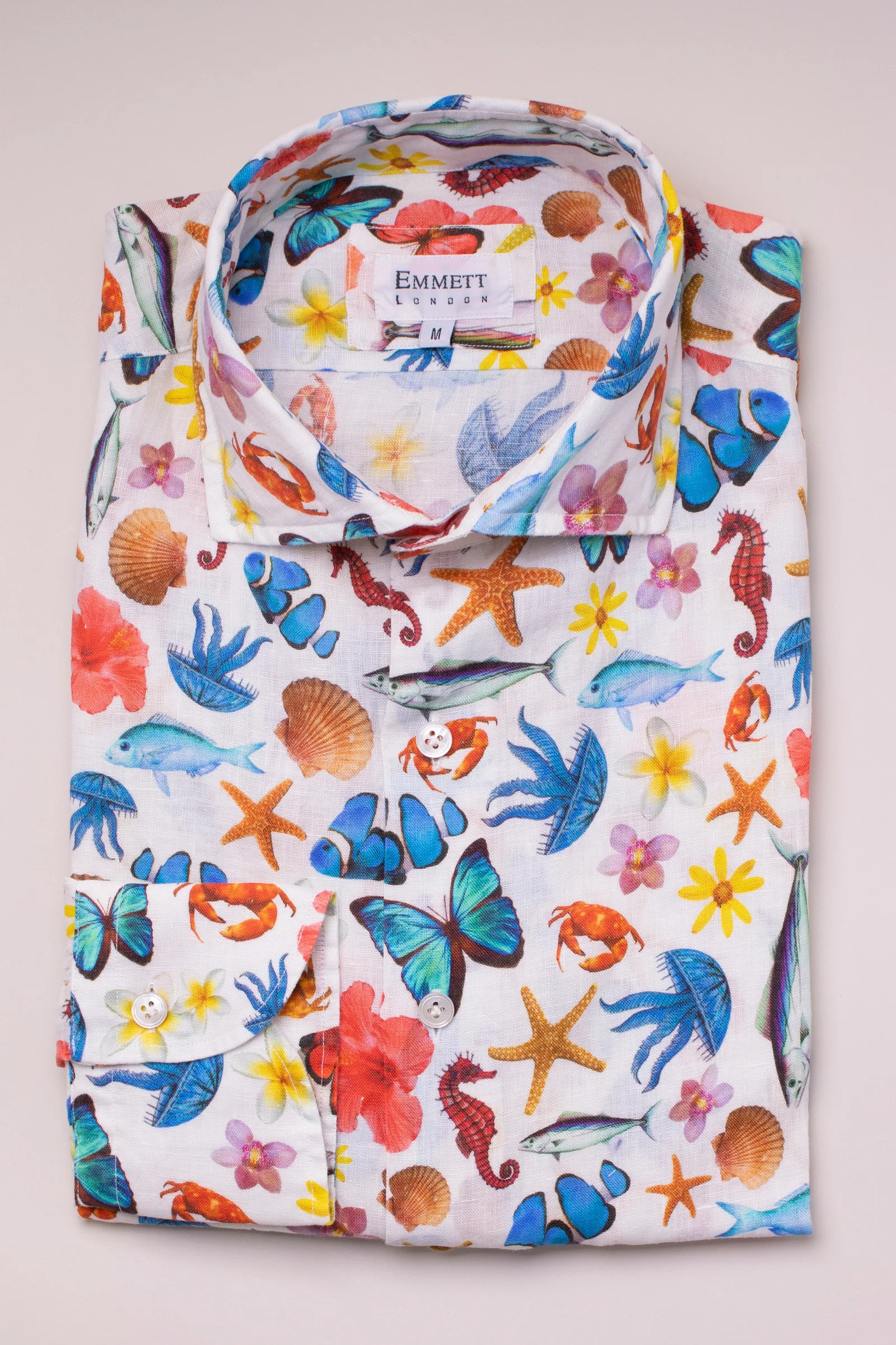 Image of Sea Horse Printed Linen Shirt