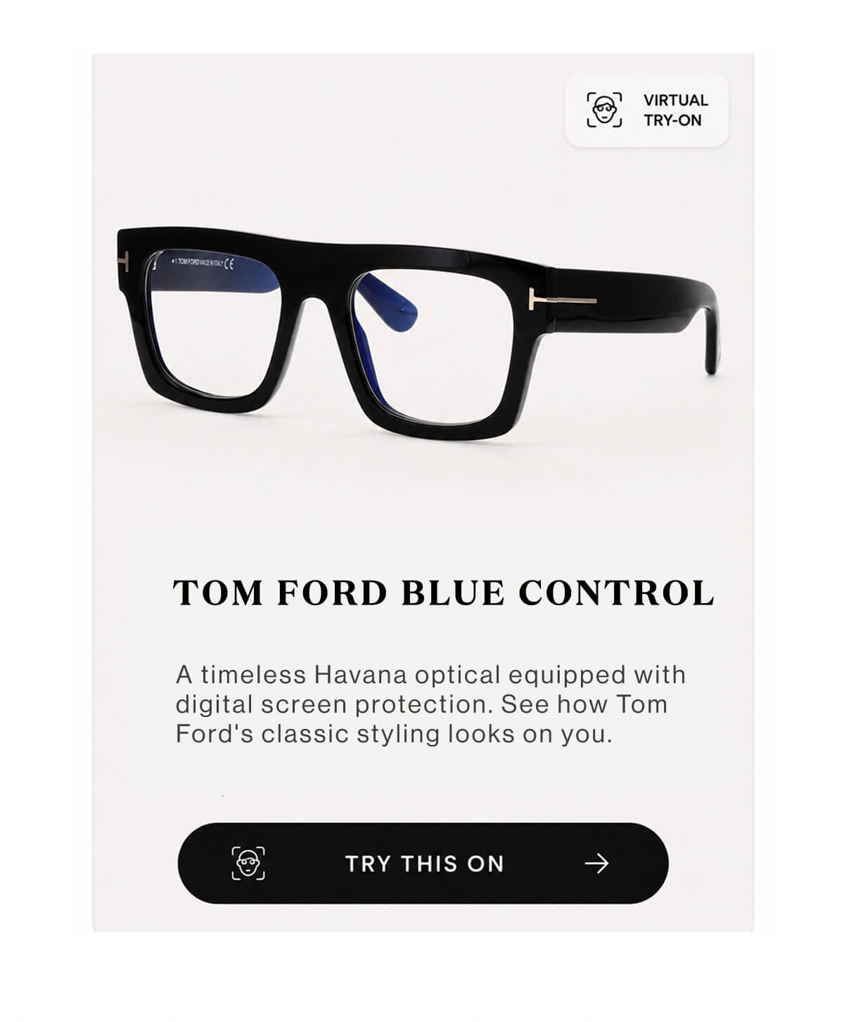 Tom Ford TF5634-B 056 Blue Control Havana - OPTCopy: A timeless Havana optical equipped with digital screen protection. See how Tom Ford's classic styling looks on you.