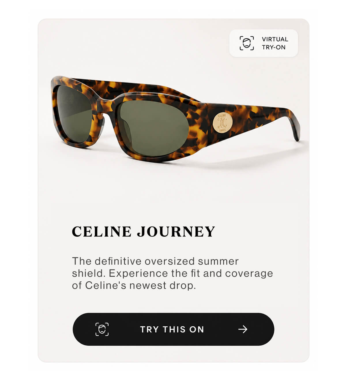 Celine Journey CL40347U 01A - SUN . The definitive oversized summer shield. Experience the fit and coverage of Celine's newest drop.