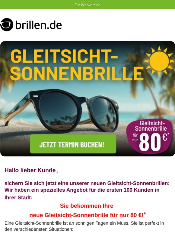 🕶️ Neue Gleitsicht-Sonnenbrillen für nur 80 €: Jetzt für 100 Kunden in Ihrer Stadt