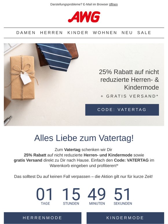25% Rabatt auf Herren- & Kindermode + gratis Versand 🥰