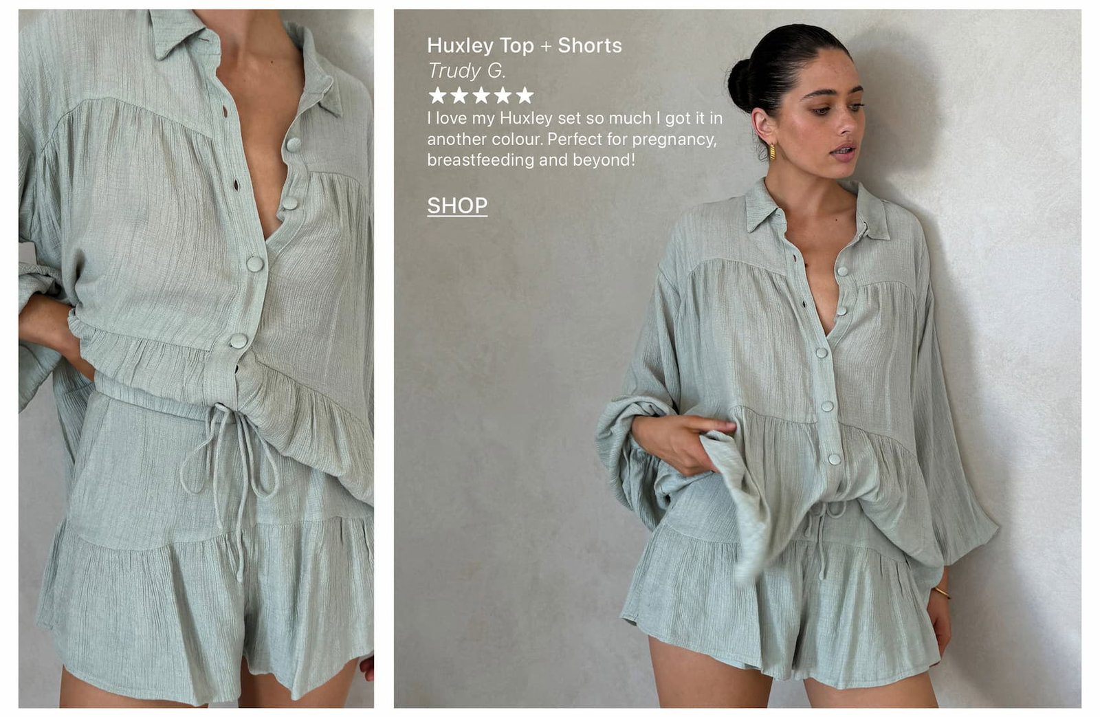 The Huxley Top & Short Set is restocking soon.