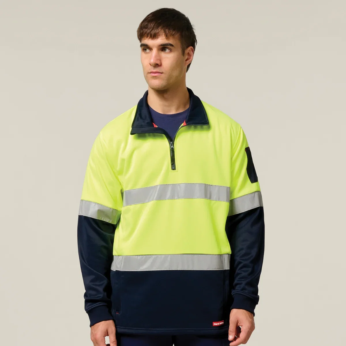 Image of Hi-Vis 2 Tone 1/4 Zip Brushed Taped Fleece Jumper