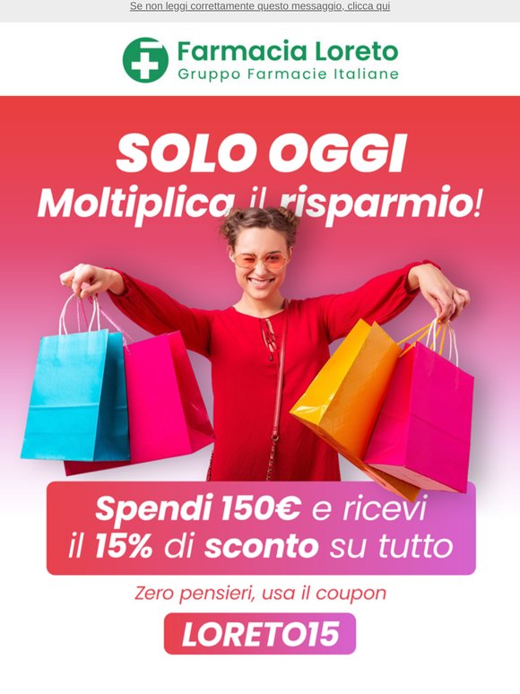Solo oggi moltiplica il risparmio: spendi 150€ e ricevi il 15% di sconto! 🎁🛍️🛒
