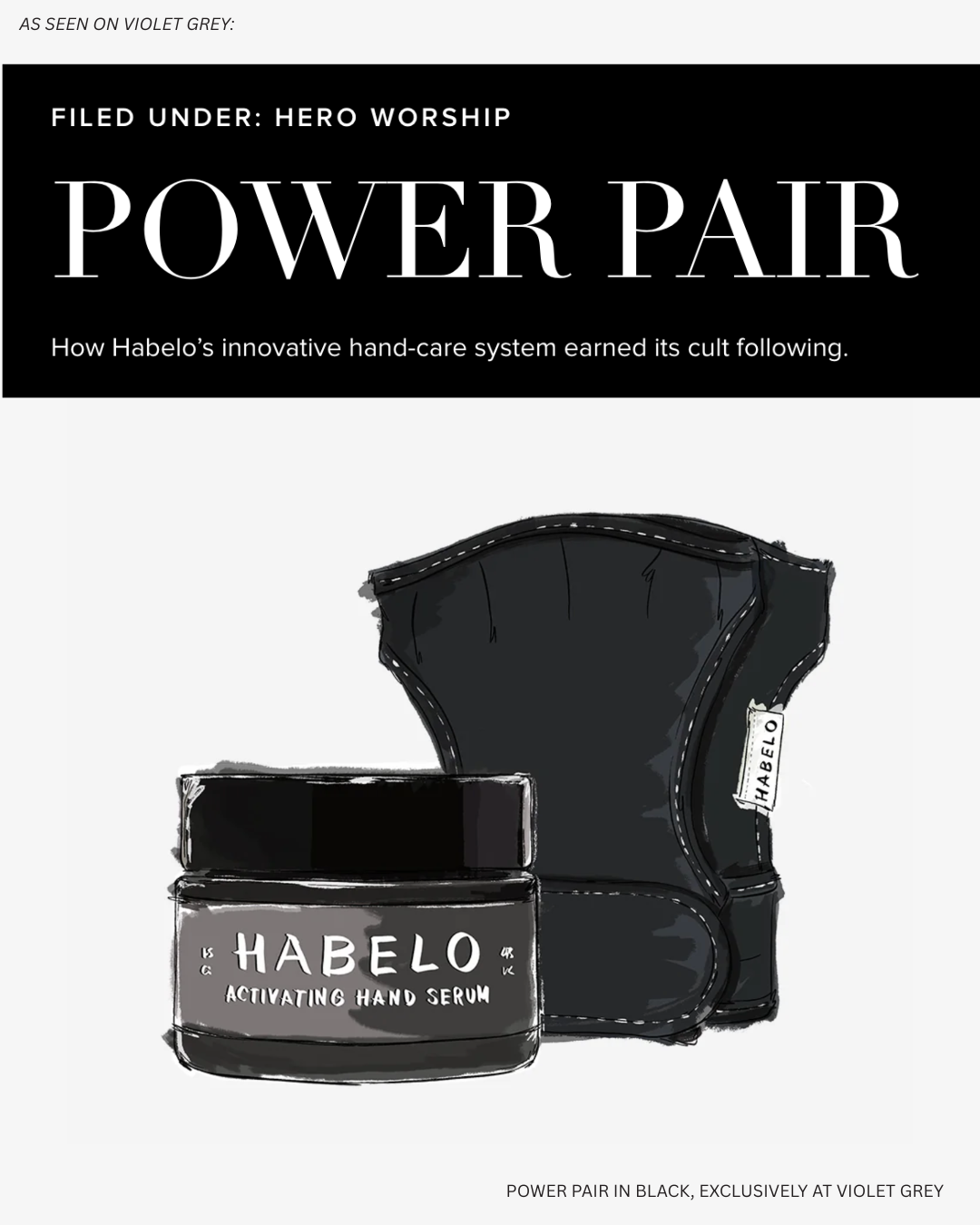 The Habelo Power Pair illustration featured on Violet Grey as a "Hero Worship"