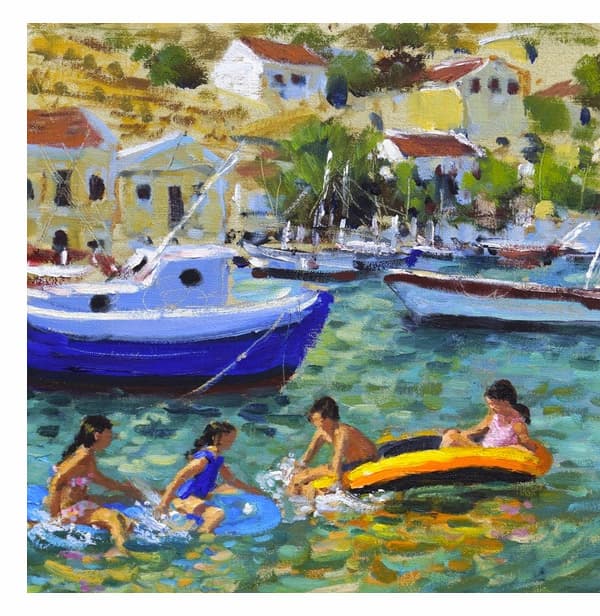 Fun In Dinghies, Symi, Greece by Andrew Macara