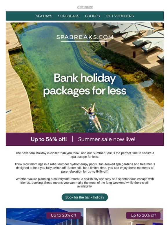 Your long weekend at the spa (with up to 54% off)
