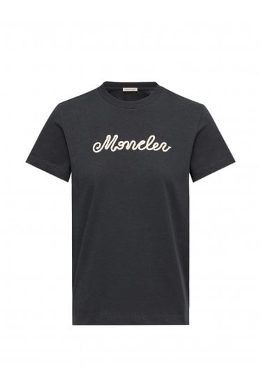Womens Signature Embroidered T-Shirt Navy