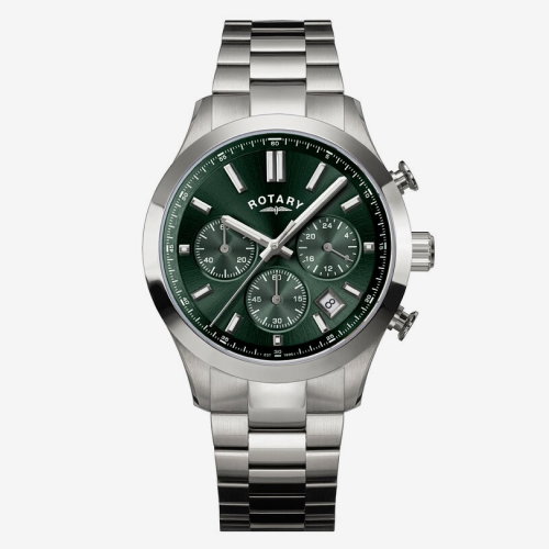 Rotary Heritage Men's Chronograph Green Dial Stainless Steel Bracelet Watch