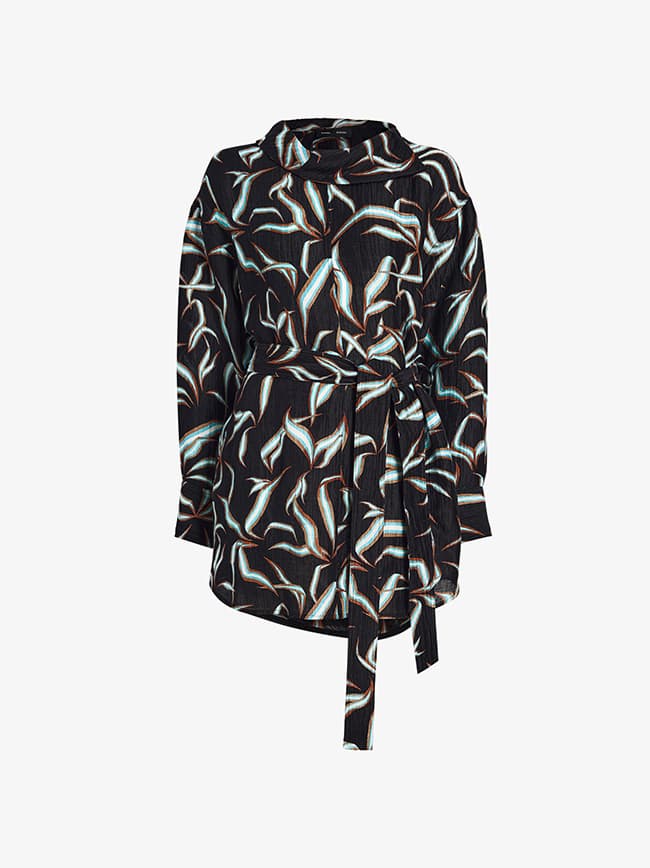 Lalia Dress in Metalasse Silk Linen in Black Multi