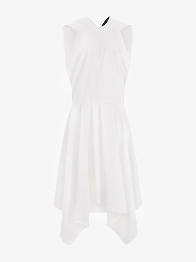 Sybella Dress in Classic Cotton Shirting in Optic White