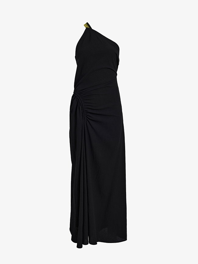 Sirena Dress in Crinkle Linen Viscose in Black