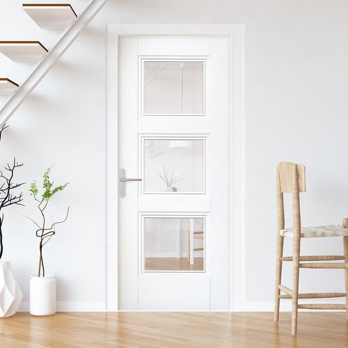 White Internal Primed Elegance Ripley 3 Light Clear Glass Door