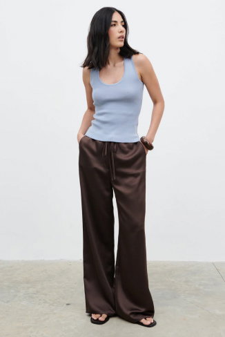Ali Scoop Neck Knit Top - Blue
