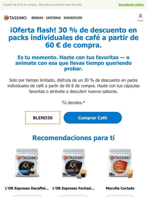 Oferta flash : 30% en todo el café
