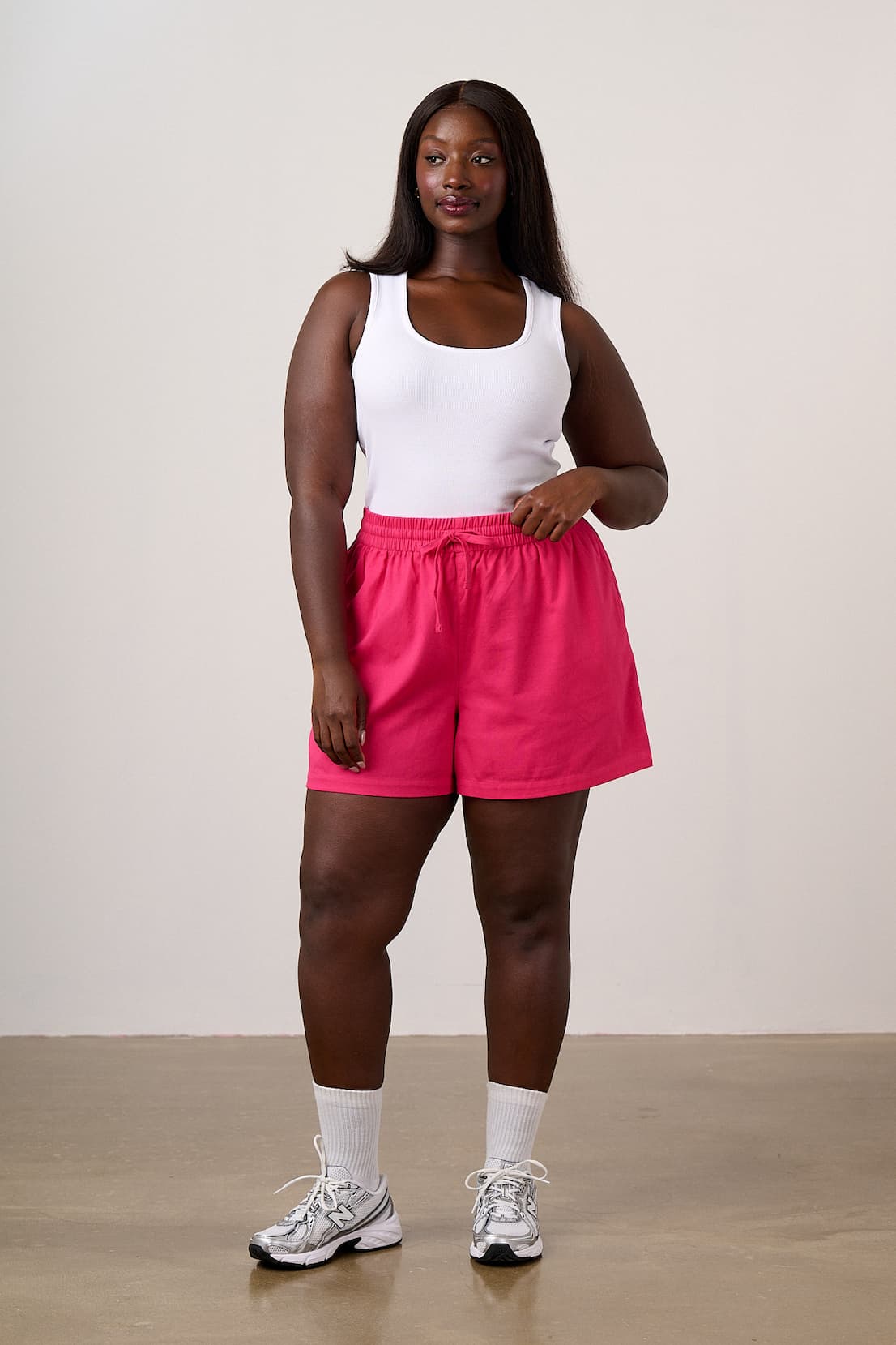 Charlie - Cotton Beach Shorts in in Fuchsia Rose