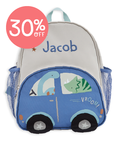 Personalised Dinosaur & Car Medium Backpack
