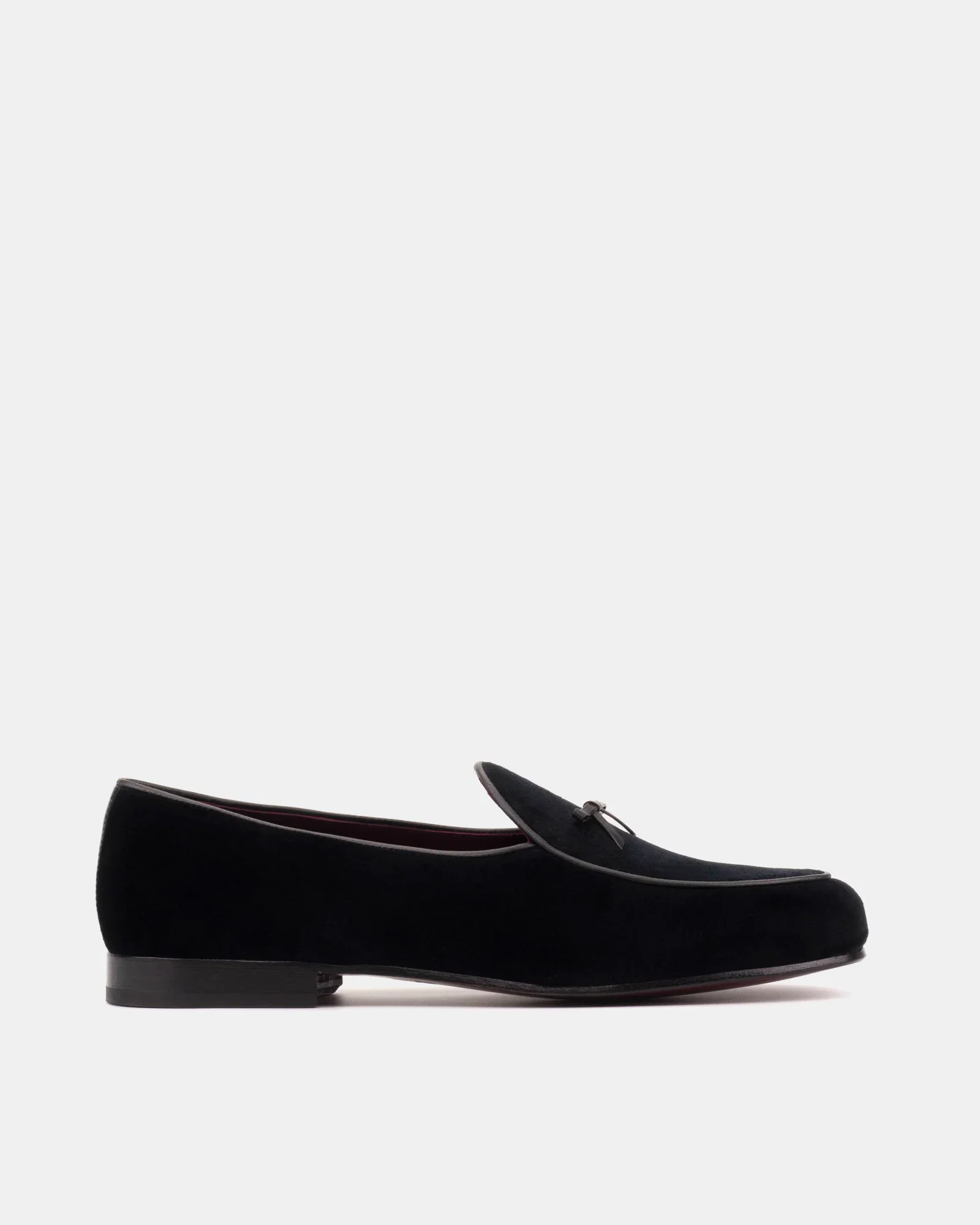Image of Black Velvet Belgian Loafer with Bow