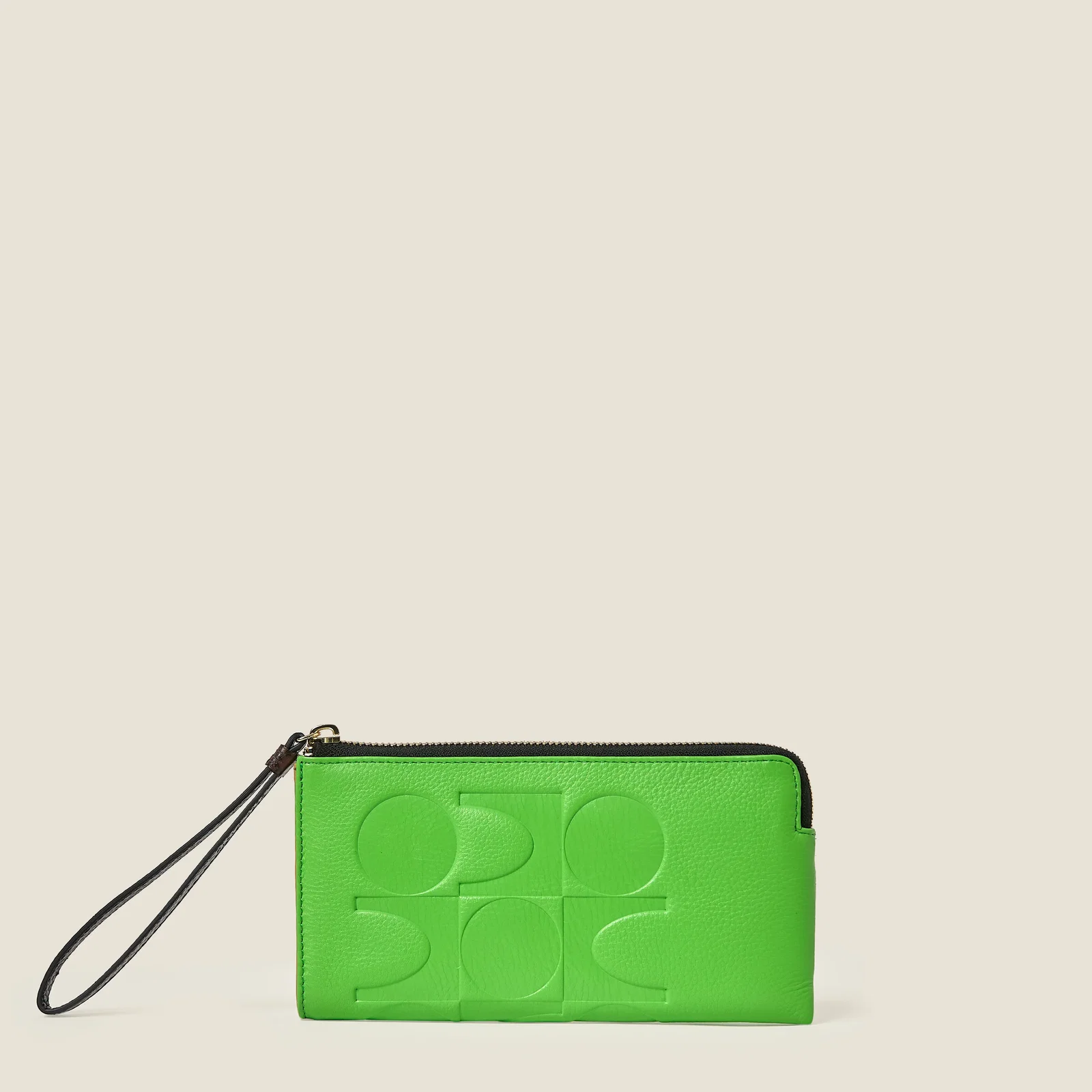 Image of Flat Zip Leather Wallet - Lawn Green