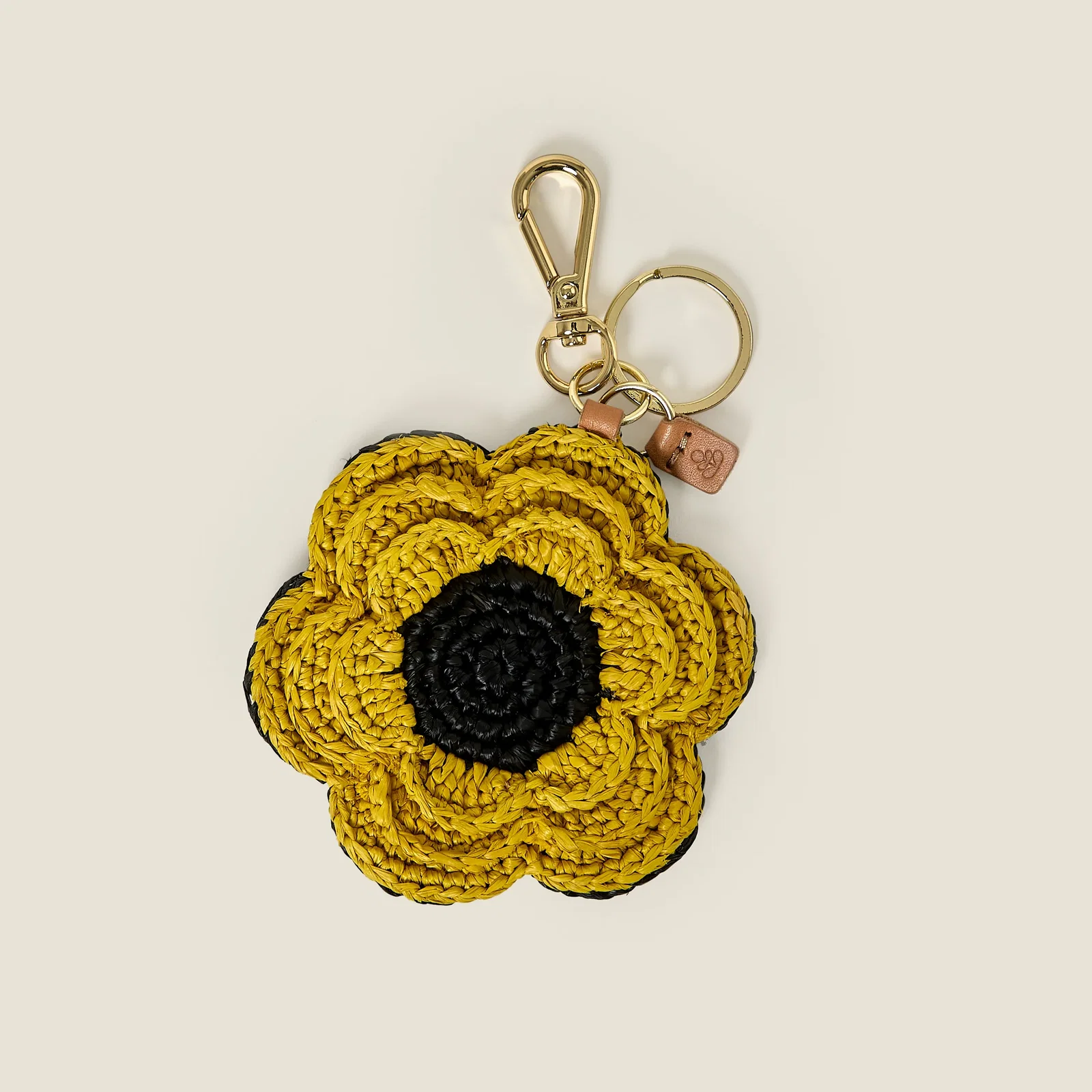 Image of Flower Raffia Keyring - Sunflower