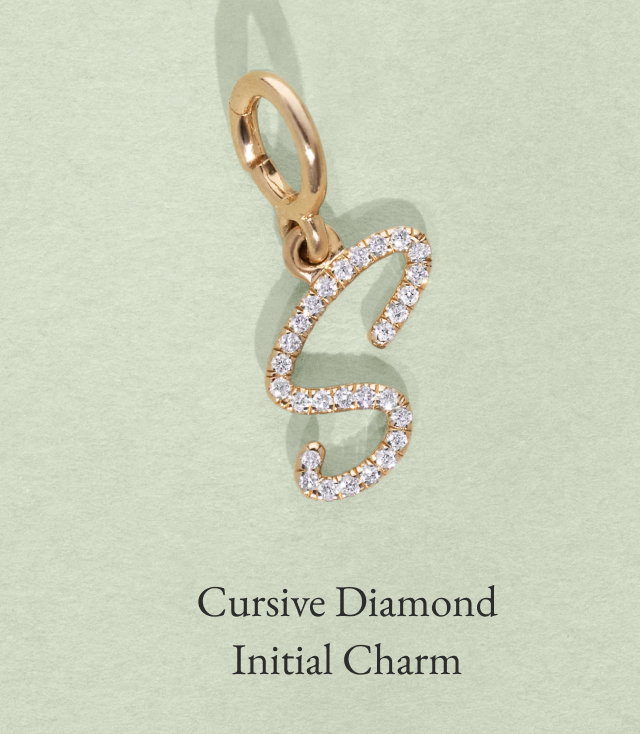 Cursive Diamond Initial Charm 