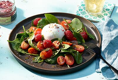 Spinatsalat mit Himbeeren und Burrata, Oswald