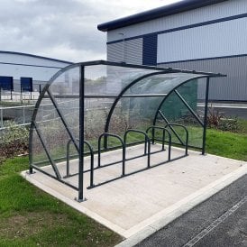 Curved Bike Shelter Powder Coated - 6 or 10 Bikes