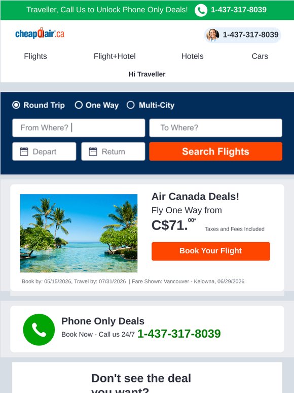 ✈ Air Canada Deals: Fly from C$71.00