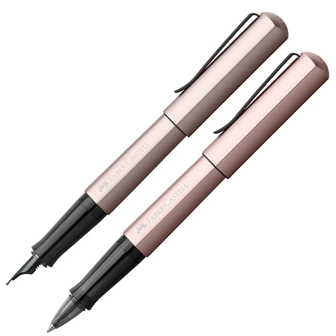 Image of Faber-Castell Hexo Rose Gold Fountain Pen & Rollerball Pen Set