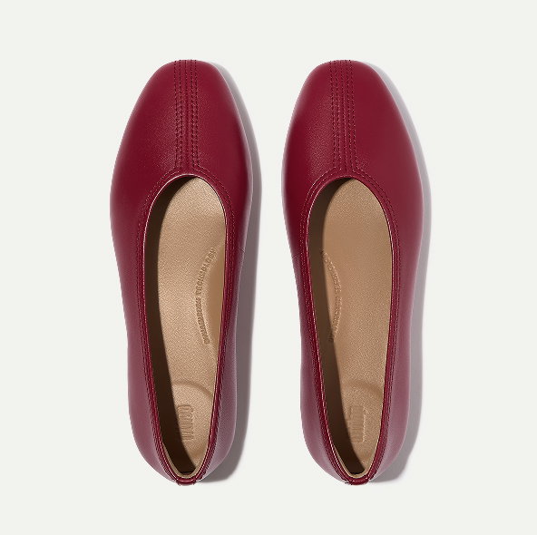 DELICATO High-Cut Metallic Soft-Leather Ballerinas Berry