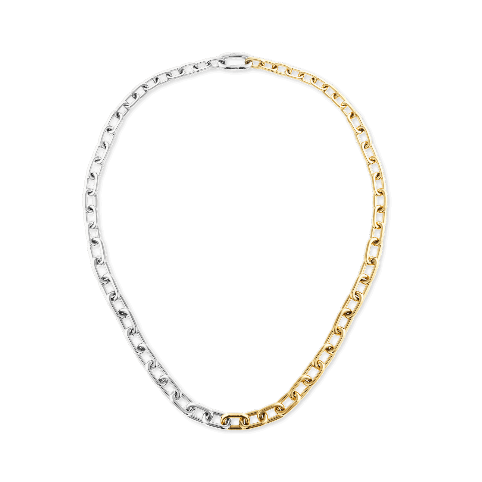 Contrast Link Necklace Two Tone Gold