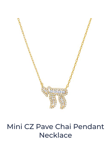 Mini CZ Pave Chai Pendant Necklace