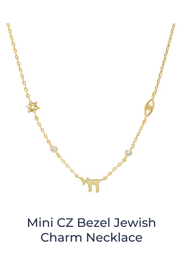 Mini CZ Bezel Jewish Charm Necklace