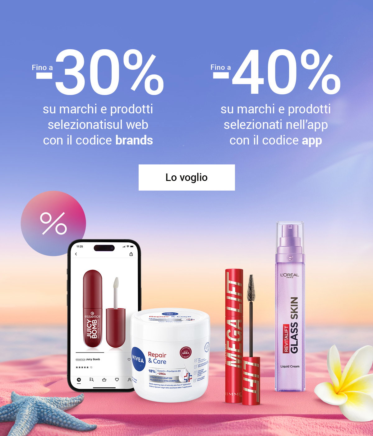 Fino a –40% su marchi e prodotti selezionati
