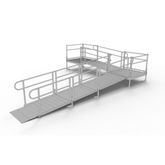 Image of 20' L x 3' W EZ-ACCESS® PATHWAY L-Shaped Aluminum Wheelchair Ramp Kit With 4' Platforms