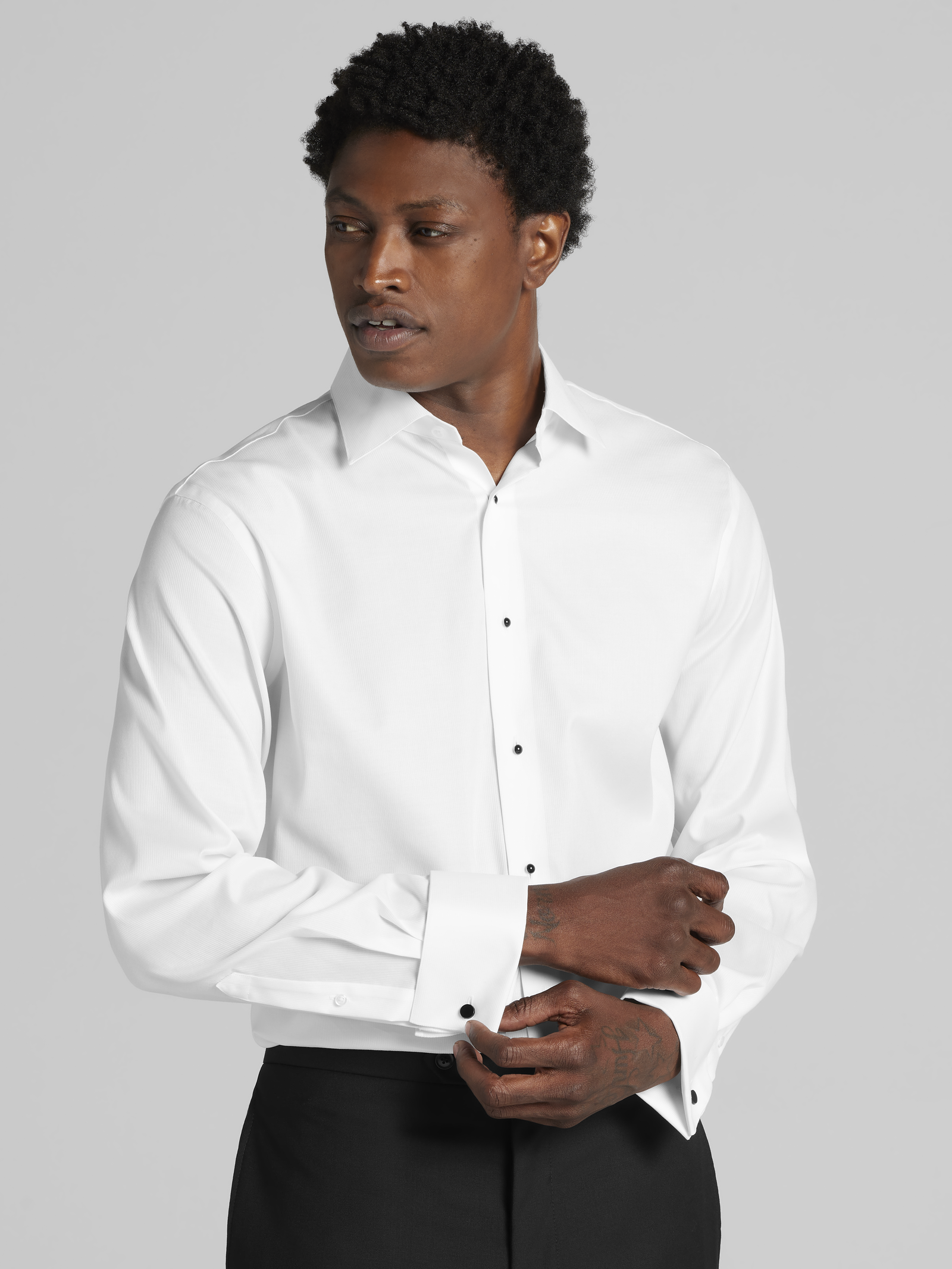 Pronto Uomo Modern Fit French Cuff Twill Formal Dress Shirt