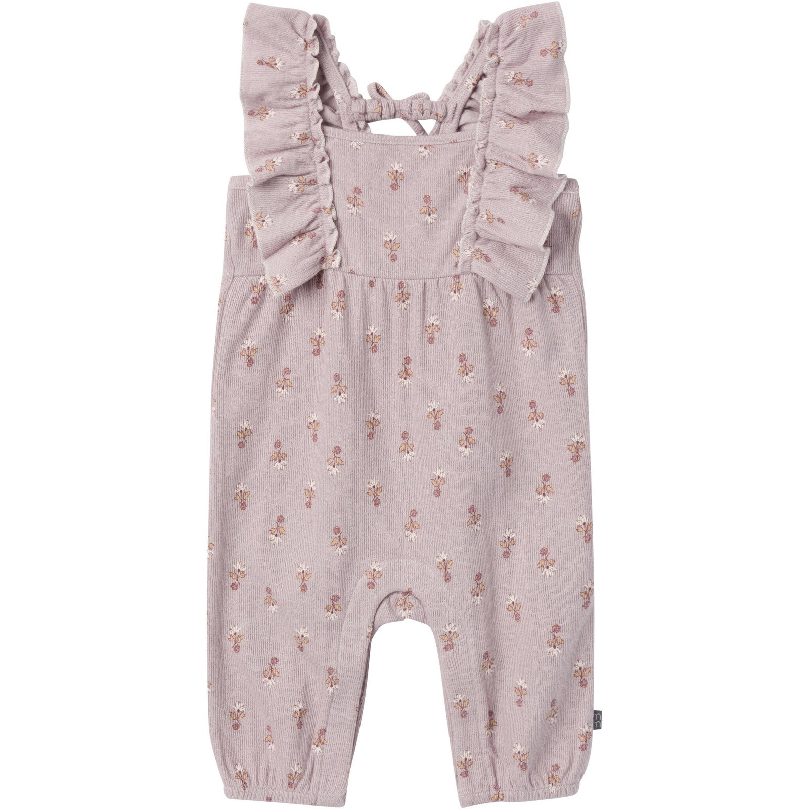 Baby Girls Lilac Stamp Fleur Ruffles Long Leg Romper