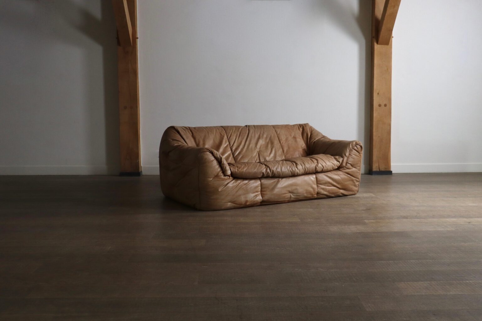 Ligne Roset Sloop Sofa By Michel Ducaroy In Cognac Leather, 1970s