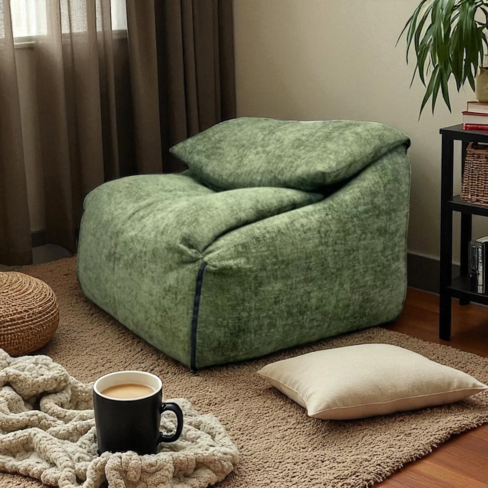 Vintage Green Plumy One Seater Sofa Chair By Ligne Roset By Annie Hiéronimus